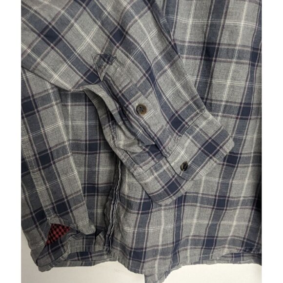 Woolrich John Rich & Bros Shirt Men XL Long Sleeve Button Up Navy Grey Plaid - Picture 5 of 7